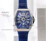 Perfect Replica Franck Muller Vanguard Yachting Blue Dial Blue Leather Strap Copy Watch